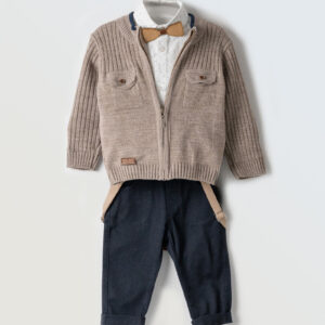 Hashtag 0-24Μηνών Βρεφικό Σετ 3τμχ Με Ζακέτα Χειμερινό