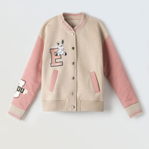 Εβίτα 6-16Ετών Παιδική Κολεγιακή Ζακέτα Φούτερ 243026 Pink-Beige Pastel