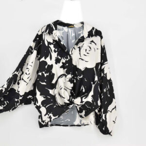 Γυναικείο πουκάμισο σατέν Ασπρόμαυρο SN 005