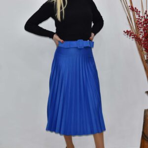 Γυναικεία φούστα πλισέ μακριά με ζώνη