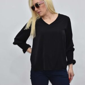 Γυναικεία σατέν μπλούζα με V