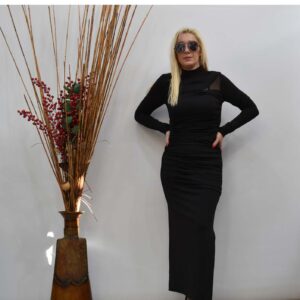 Γυναικείο βραδινό φόρεμα με σχίσιμο μεγάλο και σούρες