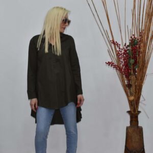 Πουκάμισο γυναικείο σε λαδί χρώμα τύπου φράκο