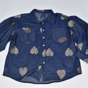 Γυναικείο Πουκάμισο Τζιν με Κέντημα Χρυσοκλωστής A7098 ROYAL BELLE