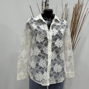 Πουκάμισο γυναικείο σιθρού με δαντέλα