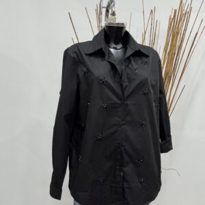 Γυναικείο μαύρο πουκάμισο με πέτρες