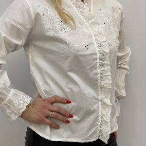 Πουκάμισο V γιακάς με κρυφά κουμπιά και σχέδιο κοφτό