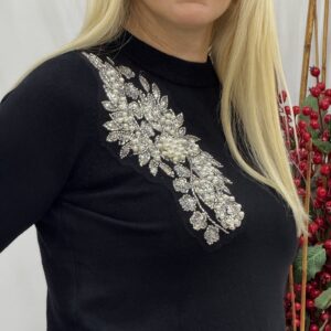 Μπλούζα γυναικεία με πέρλες και παγιέτες