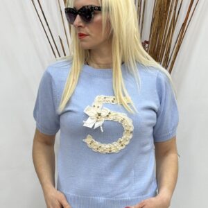 Γυναικεία μπλούζα με πέτρες και πέρλες Νο 5 πλεκτή