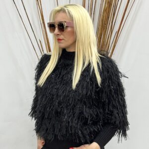 Μπλούζα χνουδωτή με ασημί κλωστή