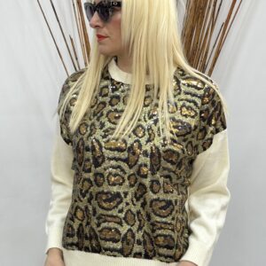Γυναικεία μπλούζα με παγιέτες σε animal print