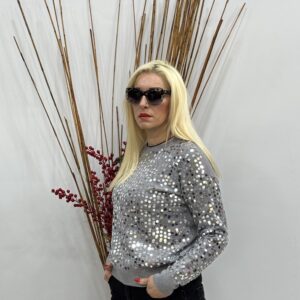 Γυναικεία πλεκτή μπλούζα με παγιέτες