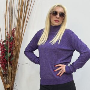 Γυναικεία κλασική πλεκτή μπλούζα σε ημιζιβάγκο lourex