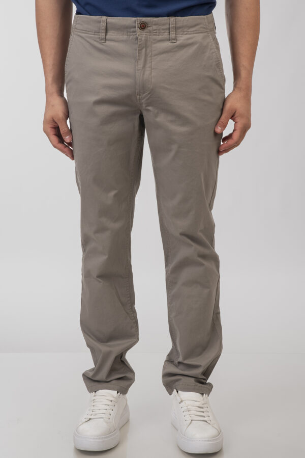 Ανδρικό παντελόνι grey  chinos  με μία ζώνη πλεκτή δώρο - Image 3