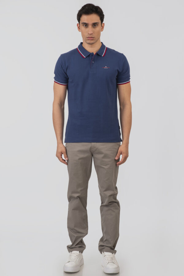 Ανδρικό παντελόνι grey  chinos  με μία ζώνη πλεκτή δώρο - Image 2