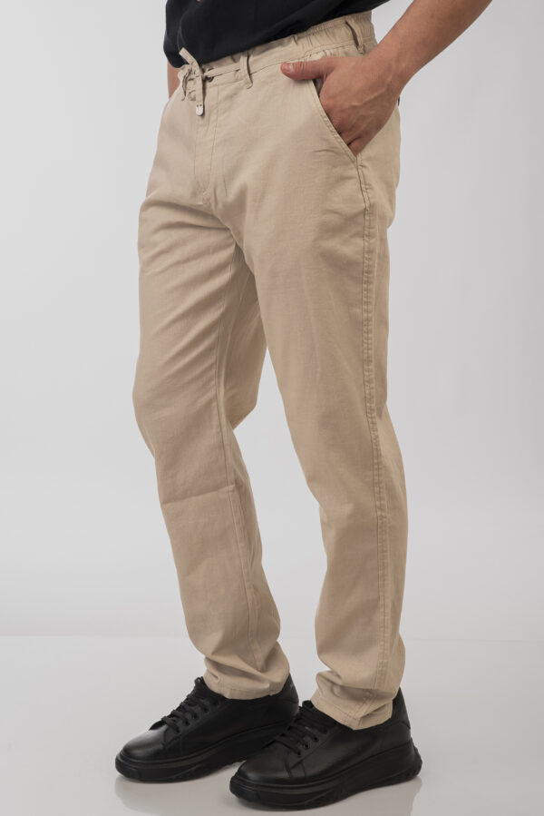 Ανδρικό λινό  παντελόνι light beige   chinos  με 2 boxer δώρο