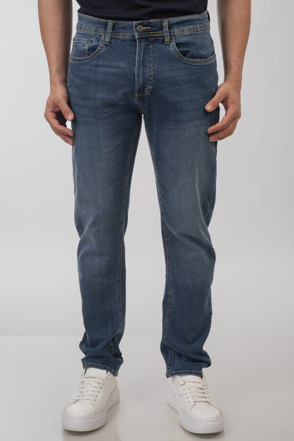 Ανδρικό τζιν παντελόνι blue denim και δώρο μία ζώνη - Image 6