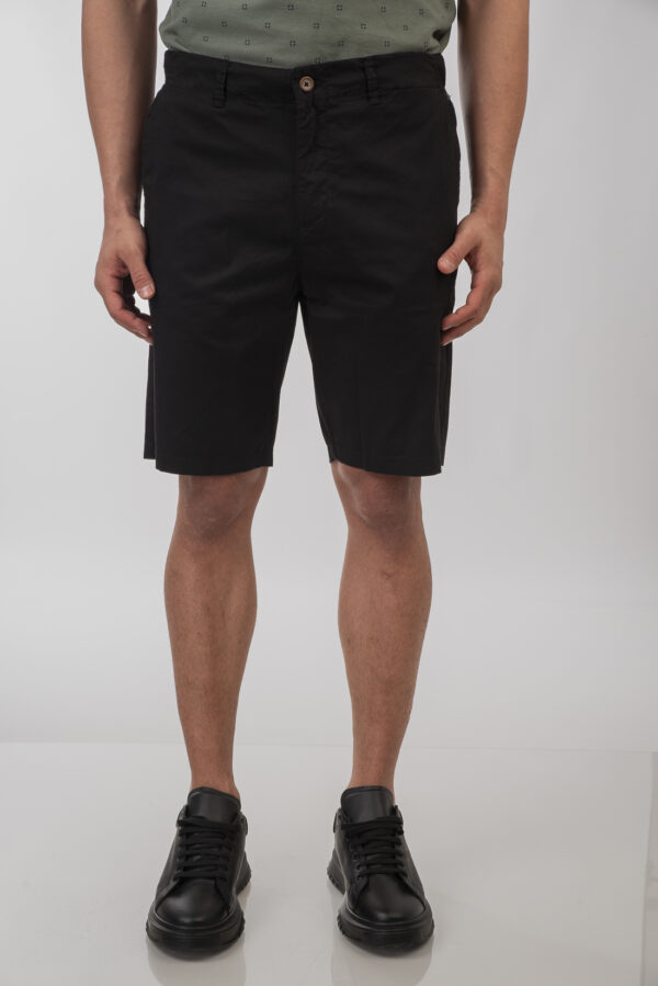 Ανδρική  βερμούδα υφασμάτινη chinos black - Image 2