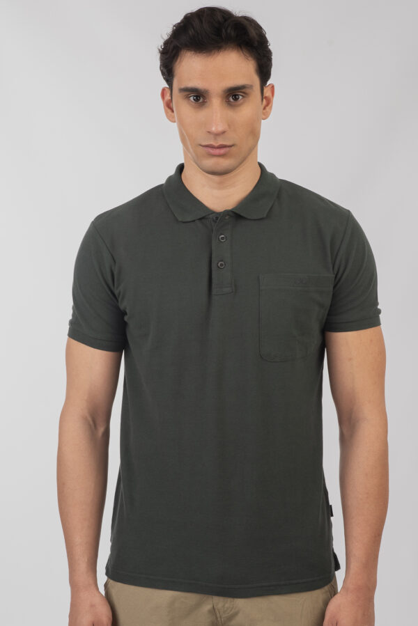Πόλο μπλούζα με τσέπη ανδρική forest green