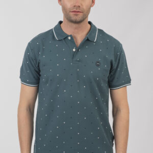Pique polo μπλούζα ανδρική Deep teal με σχέδια