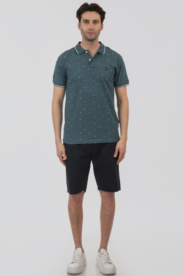 Pique polo μπλούζα ανδρική Deep teal με σχέδια - Image 2