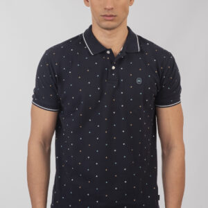 Pique polo μπλούζα ανδρική navy με σχέδια