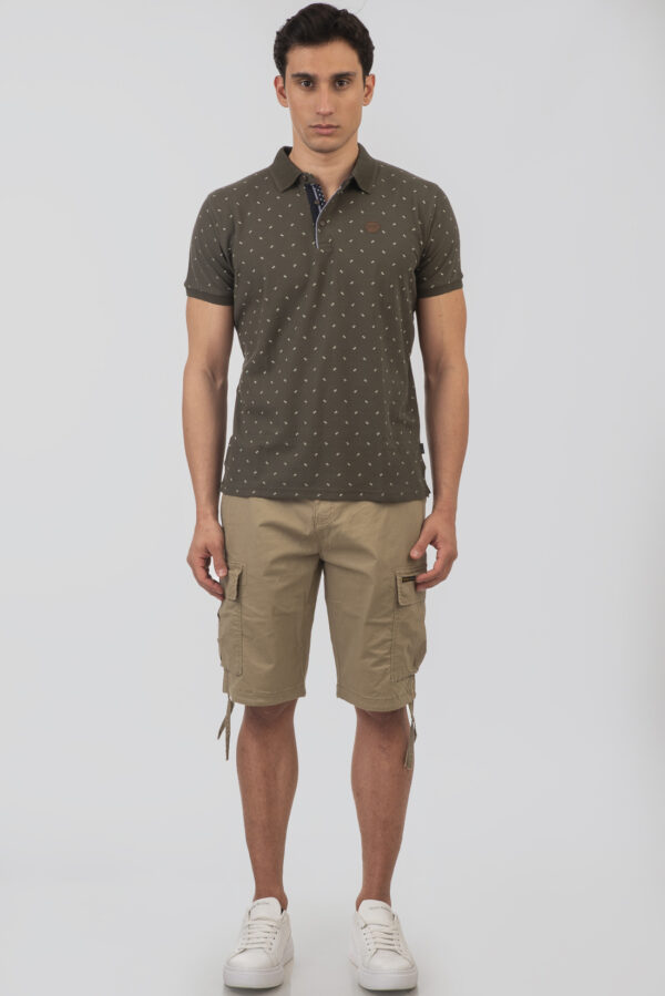 Pique polo μπλούζα ανδρική Khaki με σχέδια - Image 2