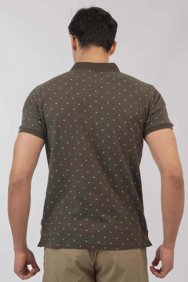 Pique polo μπλούζα ανδρική Khaki με σχέδια - Image 4