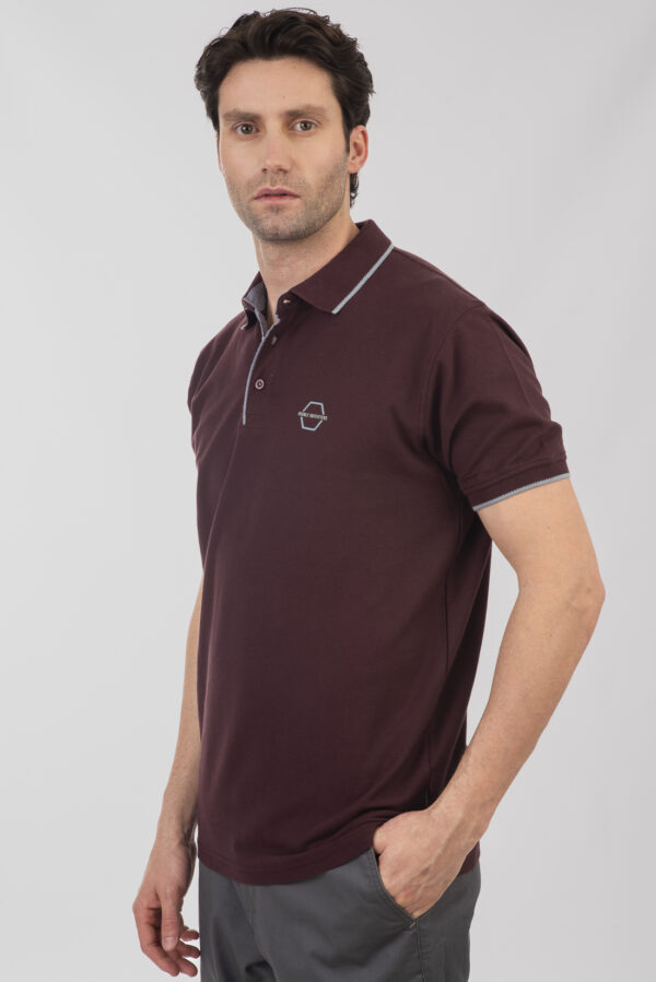 Pique polo μπλούζα ανδρική Aubergine - Image 3