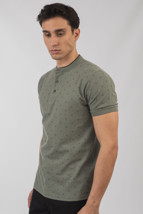 Mao pique polo μπλούζα All print Agave green - Image 3