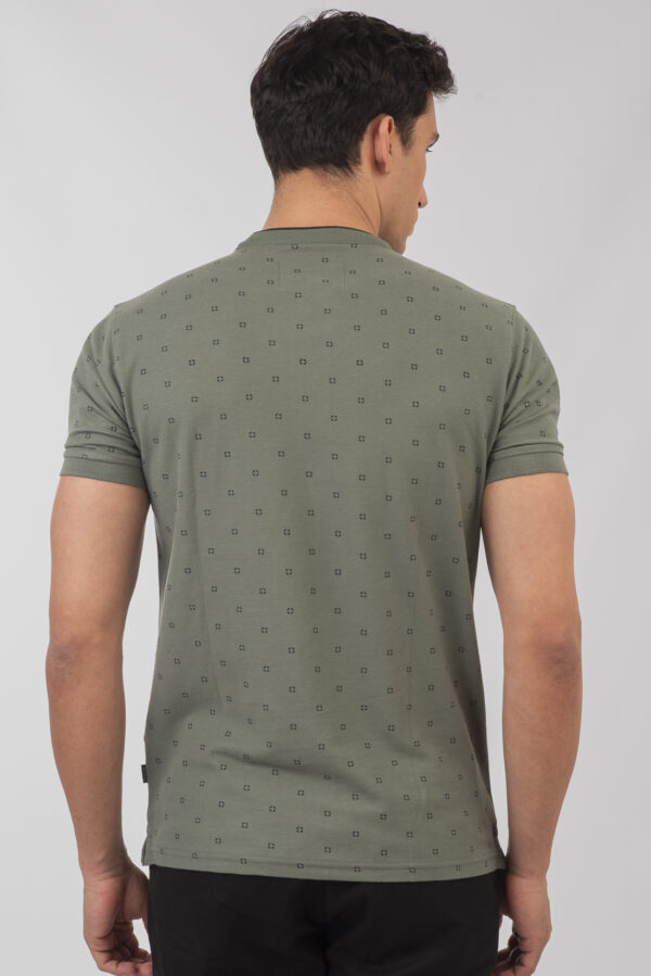 Mao pique polo μπλούζα All print Agave green - Image 4