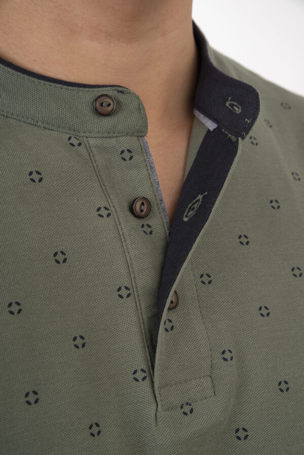 Mao pique polo μπλούζα All print Agave green - Image 6