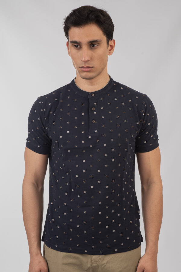 Mao pique polo μπλούζα All print Navy
