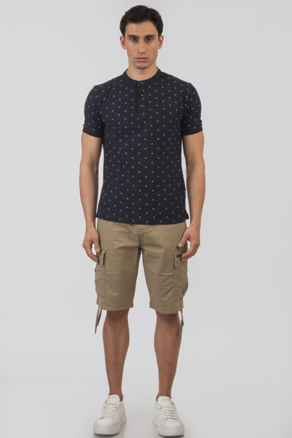 Mao pique polo μπλούζα All print Navy - Image 2