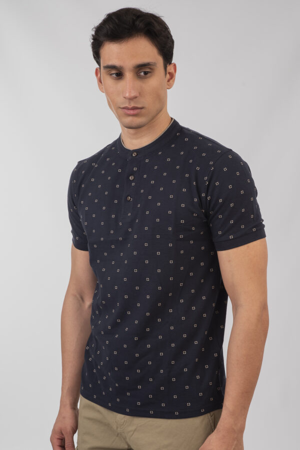 Mao pique polo μπλούζα All print Navy - Image 3