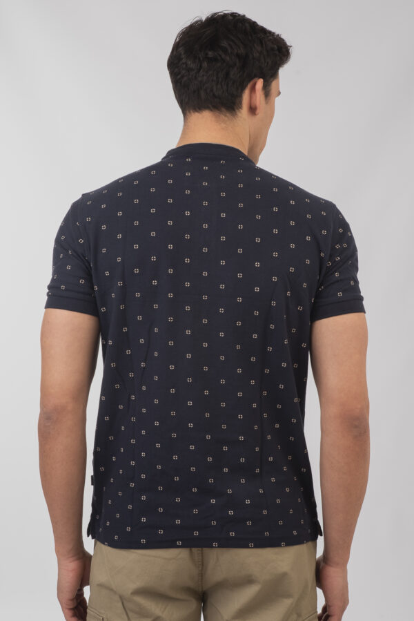 Mao pique polo μπλούζα All print Navy - Image 4