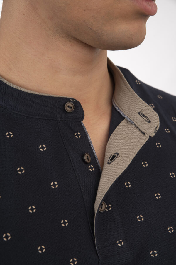 Mao pique polo μπλούζα All print Navy - Image 5