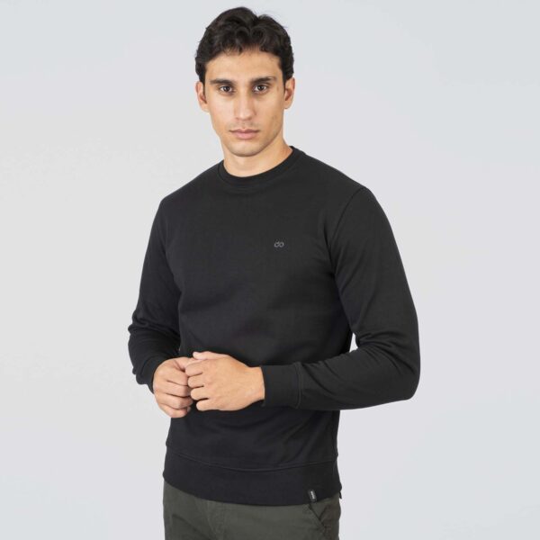 MTOP-1088 BLACK Crewneck with Dense Embroidery Terry Fleece - Image 2