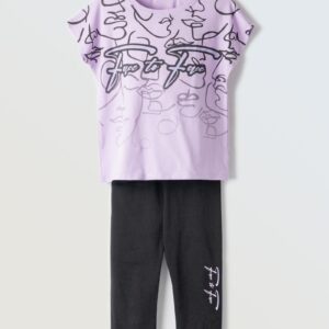 Κολάν capri black και μπλούζα purple για κορίτσι 6-16 ετών Ebita