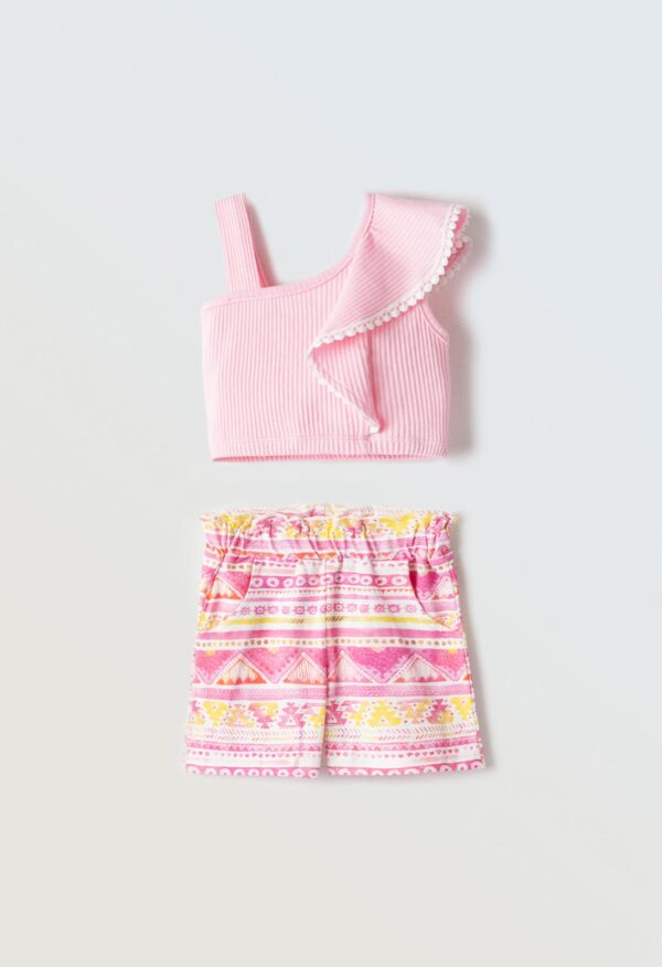 Σετ σορτς με crop top μπλουζάκι με  βολάν - Εβίτα 1-6 Ετών