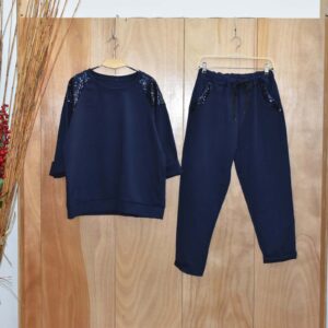 Σετ παντελόνι με μπλούζα και παγιετες στα πλαϊνά