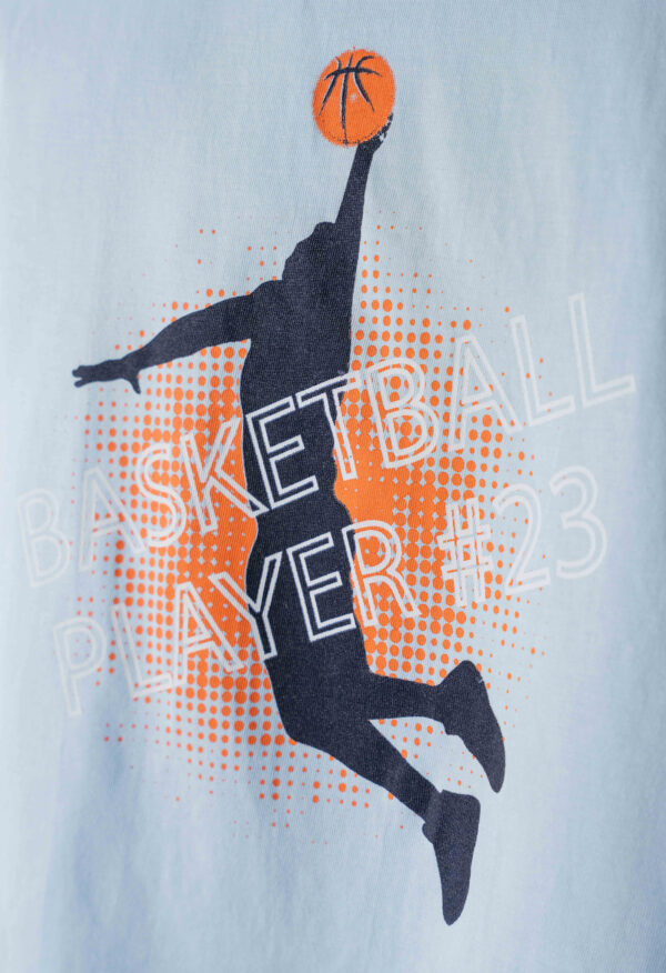 Κοντομάνικη light blue μπλούζα basketball με dark blue βερμούδα  για αγόρια  1-6 Ετών Hashtag - Image 3