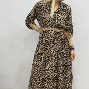 Φόρεμα animal γυναικείο με υπέροχα βολάν