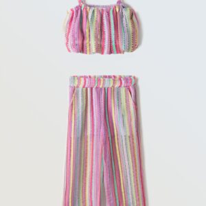 Σετ παντελόνι με μπουστάκι crop top για κορίτσια 6-16 ετών