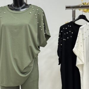 Γυναικεια μπλούζα plus size με πέρλες στον ώμο