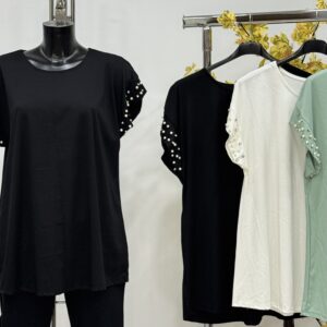 Γυναικεια μπλούζα plus size με πέρλες στον ώμο zapone