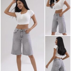 Jean βερμούδα γυναικεία light grey