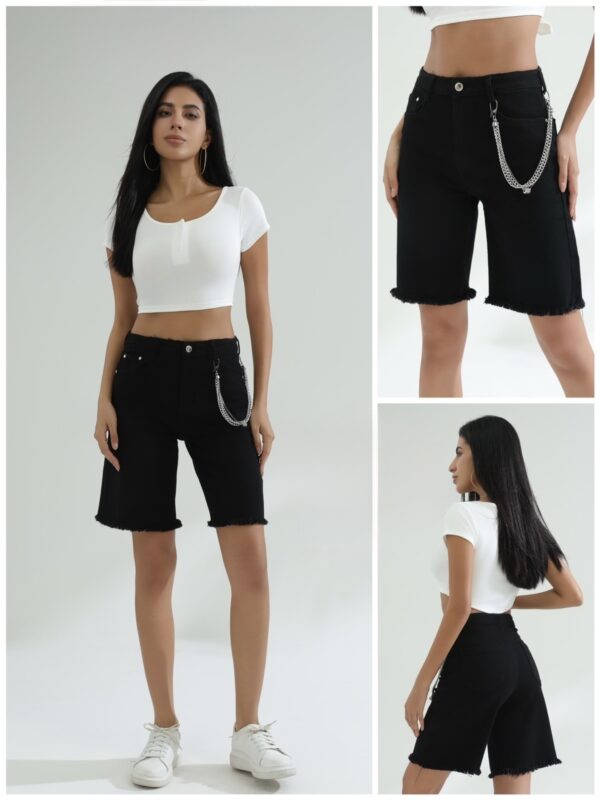Jean βερμούδα γυναικεία με κρόσσι Plus size