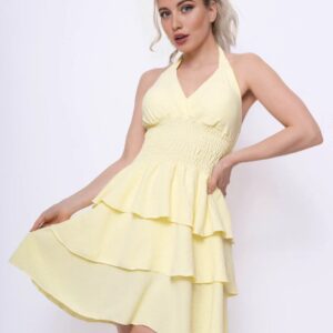 Φόρεμα με βολάν με ανοιχτή πλάτη