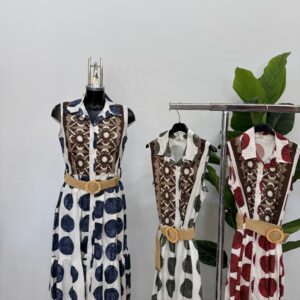 Φόρεμα semizie βαμβακερό εμπριμέ με δώρο τη ζώνη